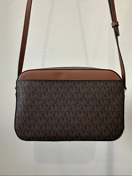 Michael Kors Brown and Gold Logo Crossbody Camera Bag - Picture 5 of 5
